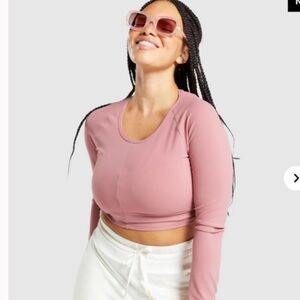 Gymshark x Whitney Simmons Hazy Pink Cropped Long Sleeve (M)
